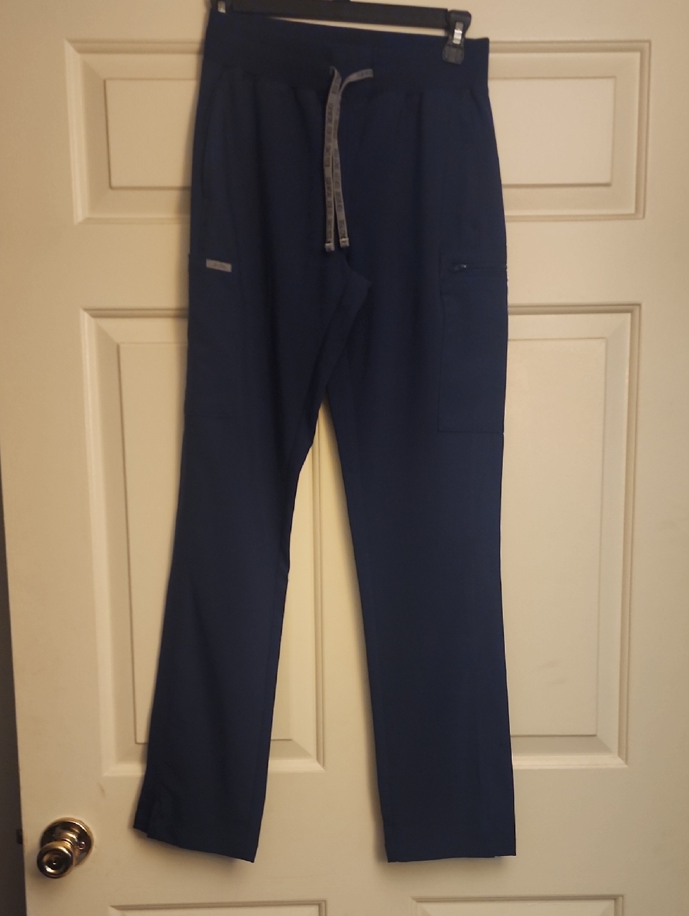 Landau Women's Navy Straight Leg Scrub Pants with Drawstring